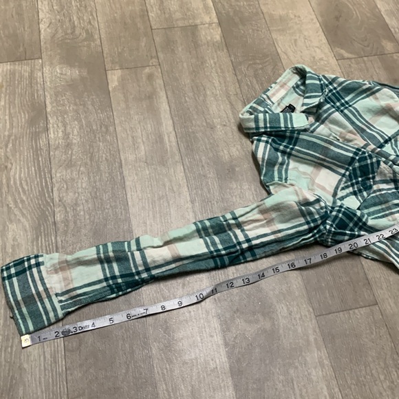 Volcom Mint Green and Teal Plaid Button-Down Shirt - Picture 8 of 8